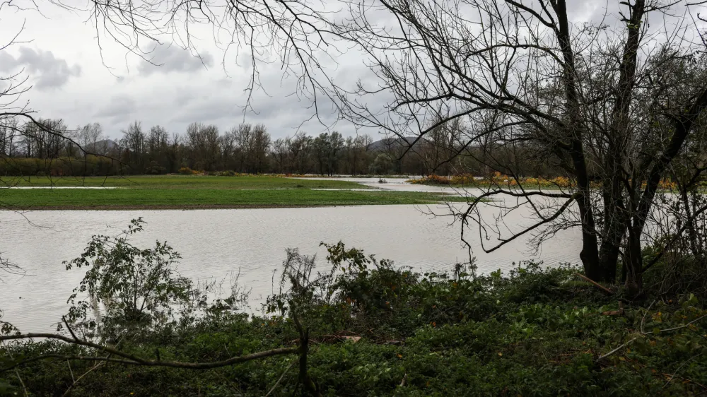 - Poplavno območje Save.- 03.11.2023.- Priprave na poplave v naselju Snebersko nabrežje v Ljubljani.//FOTO: Bojan Velikonja
