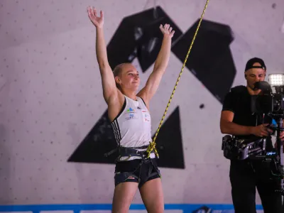 - Janja Garnbret, zmagovalka.- 10.09.2023. Finale Svetovnega pokala v težavnostnem &scaron;portnem plezanju Koper 2023.//FOTO: Bojan Velikonja