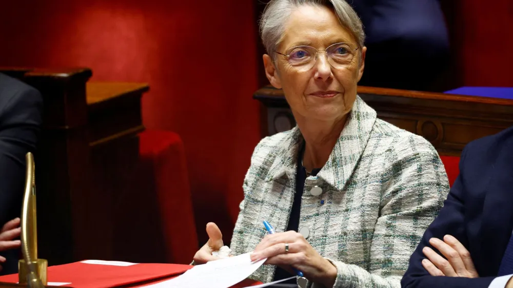 FILE PHOTO: French Prime Minister Elisabeth Borne attends the questions to the government session at the National Assembly ahead of a vote by members of parliament on immigration bill in Paris, France, December 19, 2023. REUTERS/Sarah Meyssonnier/File Photo
