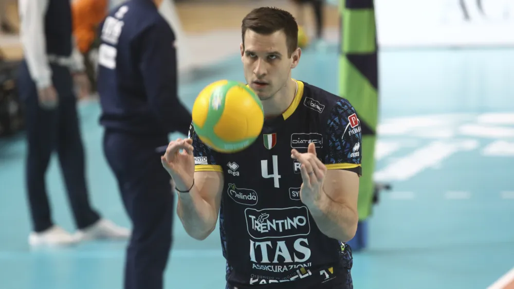 Jan Kozamernik, član odbojkarske ekipe Trentino in slovenski odbojkarski reprezentant - 10.01.2024 &ndash; odbojka - ACH Volley: Trentino, evropska liga prvakov, 4. krog: skupina A: //FOTO: Luka Cjuha