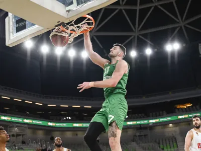 Karlo Matković- 17.01.2024 &ndash; ko&scaron;arka - Cedevita Olimpija: Reyer Venez, evropski pokal, 15. krog: skupina A //FOTO: Nik Erik Neubauer