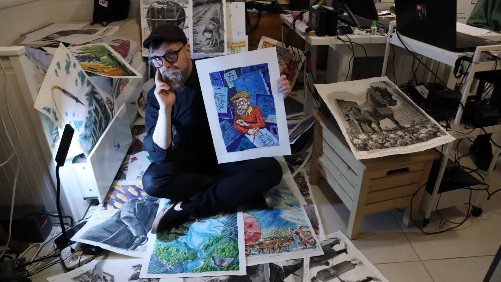 - 17.01.2024 - Ciril Horjak, stripar ter ilustrator knjig in časopisov &ndash; prejemnik nagrade Pre&scaron;ernovega za ustvarjalno delovanje na področju stripa v zadnjih treh letih //FOTO: Tomaž Skale