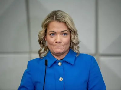 Research and Education Minister Sandra Borch attends a press conference, in Oslo, Norway, Jan. 19, 2024, where she announced that she is resigning as a minister. The plagiarism scandal began with students in some of Norway's elite schools being suspended for recycling parts of their own work. It has turned into a scandal that could topple two government ministers. Sandra Borch, the Center Party minister for research and higher education, resigned last week after tracts of her masters thesis, including spelling mistakes, were copied without attribution from a different author. (Rodrigo Freitas/NTB via AP)