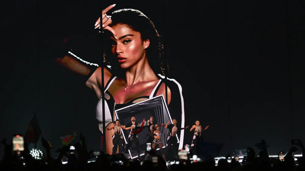09 May 2023, United Kingdom, Liverpool: Noa Kirel, the entrant from Israel performs during the Eurovision semi-final at the M&S Bank Arena in Liverpool. Photo: Peter Kneffel/dpa