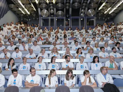  - 09.01.2024 &ndash; opozorilna stavka zdravnikov in zobozdravnikov - zdravniki in zobozdravniki zaradi neuresničenih zavez vlade iz že sklenjenih sporazumov opozorilno stavkali. protest //FOTO: Nik Erik Neubauer 