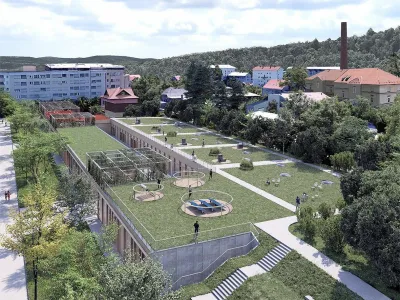 Pogled na urbani zbirni center, katerega del bosta center ponovne uporabe in delavnica za ročno izdelavo papirja. Foto:&nbsp;Gužič Trplan