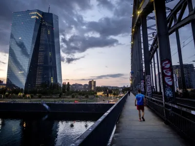 FILE - The European Central Bank is pictured in Frankfurt, Germany, Wednesday, July 26, 2023. The governing council of the ECB will meet on Thursday, July 27, 2023. Inflation in Europe edged lower in January to 2.8%, keeping alive speculation about quick interest rate cuts that would lower borrowing costs for businesses and consumers &mdash; and help boost the stagnating economy. (AP Photo/Michael Probst, File)