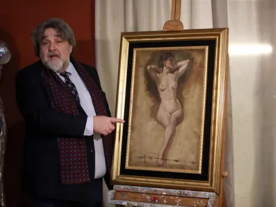 07.02.2024 -galerija Kos, najdena slika Ivane KobiliceLeon Pogel&scaron;ekFoto: Tomaž Skale