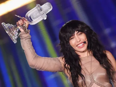 Loreen from Sweden holds her trophy after winning the 2023 Eurovision Song Contest, in Liverpool, Britain, May 14, 2023. REUTERS/Phil Noble