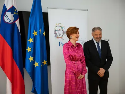 Ljubljana, Cankarjev dom.<br>Sprejem letosnjih Presernovih nagrajencev, ki sta jih pozdravila ministrica za kulturo Asta Vrecko in predsednik UO Presernovega sklada Jozef Muhovic.