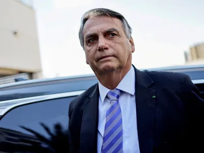 FILE PHOTO: Former Brazilian President Jair&nbsp;Bolsonaro&nbsp;leaves the&nbsp;Federal&nbsp;Police&nbsp;headquarters after testifying about the January 8 riots, in Brasilia, Brazil, October 18, 2023. REUTERS/Ueslei Marcelino/File Photo