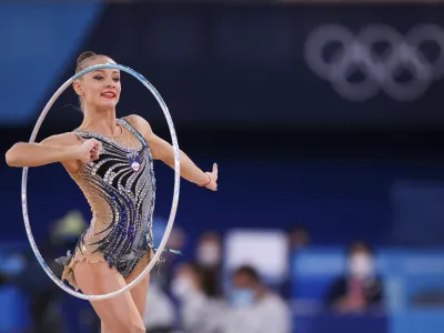 Japonska, Tokio.<br>OI Tokio 2020 - ritmicna gimnastika, posamicno, mnogoboj, kvalifikacije.<br>Slovenska gimnasticarka Jekaterina Vedenejeva.