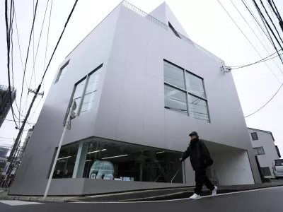 The office building of Japan's Riken Yamamoto, laureate of the Pritzker Architecture Prize, is seen Wednesday, March 6, 2024, in Yokohama near Tokyo. The Pritzker Architecture Prize has been awarded to Yamamoto, who earns the field's highest honor for what organizers called a long career focused on "multiplying opportunities for people to meet spontaneously, through precise, rational design strategies." (AP Photo/Eugene Hoshiko)