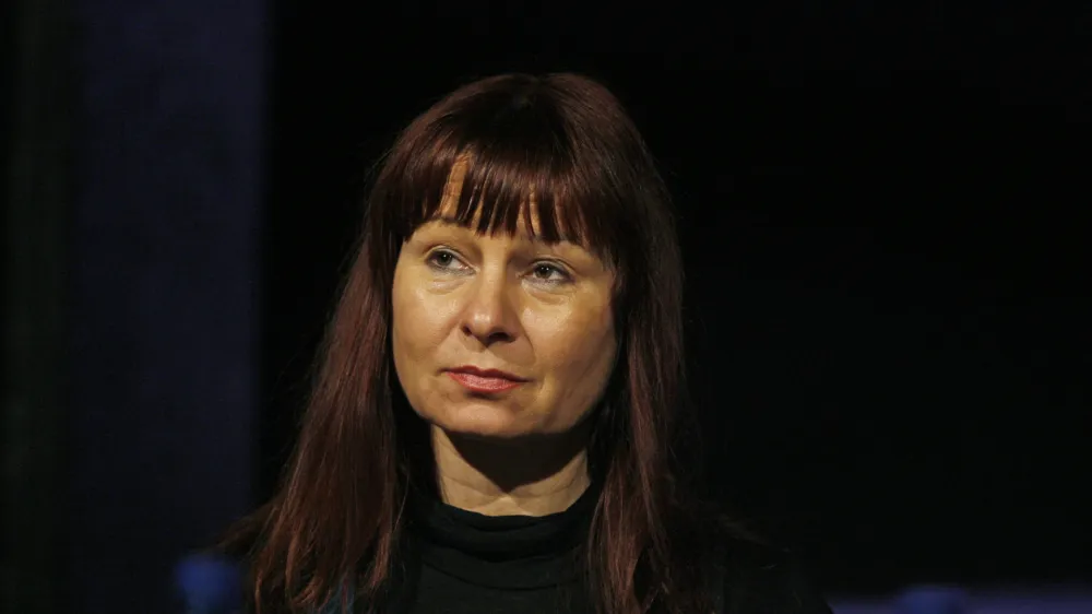 glavna igralka Violeta Tomič- novinarska konferenca pred premiero monodrame Kurba v režiji Marka Bulca po besedilu hrva&scaron;ke pisateljice Vedrane Rudan;//FOTO: Luka Cjuha