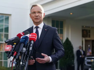 Poland's President Andrzej Duda speaks outside the West Wing following the meeting with U.S. President Joe Biden, at the White House in Washington, U.S., March 12, 2024. REUTERS/Kevin Lamarque