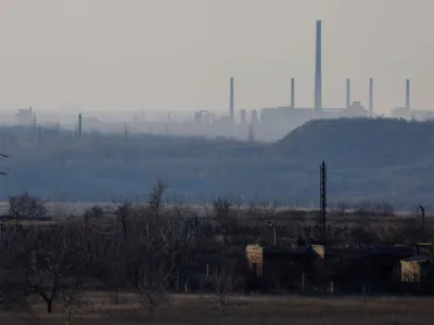 A view shows an area near the Avdiivka Coke and Chemical Plant in the town of Avdiivka in the course of Russia-Ukraine conflict, as seen from Yasynuvata (Yasinovataya) in the Donetsk region, Russian-controlled Ukraine, February 15, 2024. REUTERS/Alexander Ermochenko