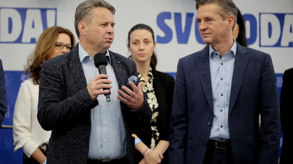 Medvode.<br>Festival Svobode, na katerem so predstavili listo kandidatov in kandidatk Gibanja Svoboda za evropske volitve.<br>Predsednik vlade in predsednik Gibanja Svoboda Robert Golob ter kandidat Svobode za evropskega komisarja Tomaz Vesel.