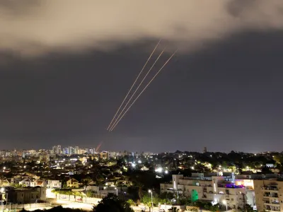 An anti-missile system operates after Iran launched drones and missiles towards Israel, as seen from Ashkelon, Israel April 14, 2024. REUTERS/Amir Cohen   TPX IMAGES OF THE DAY