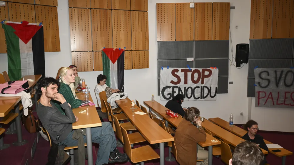- 09.05.2024 - &Scaron;tudentska zasedba Fakultete za družabne vede v Ljubljani v podporo Palestini.FOTO: Nik Erik Neubauer