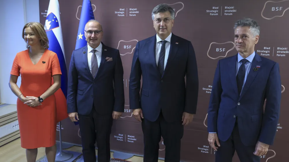 Tanja Fajon, Gordan Grlič Radman, Andrej Plenkovič, Robert Golob- 28.08.2023 - Strate&scaron;ki forum Bled //FOTO: Jaka Gasar