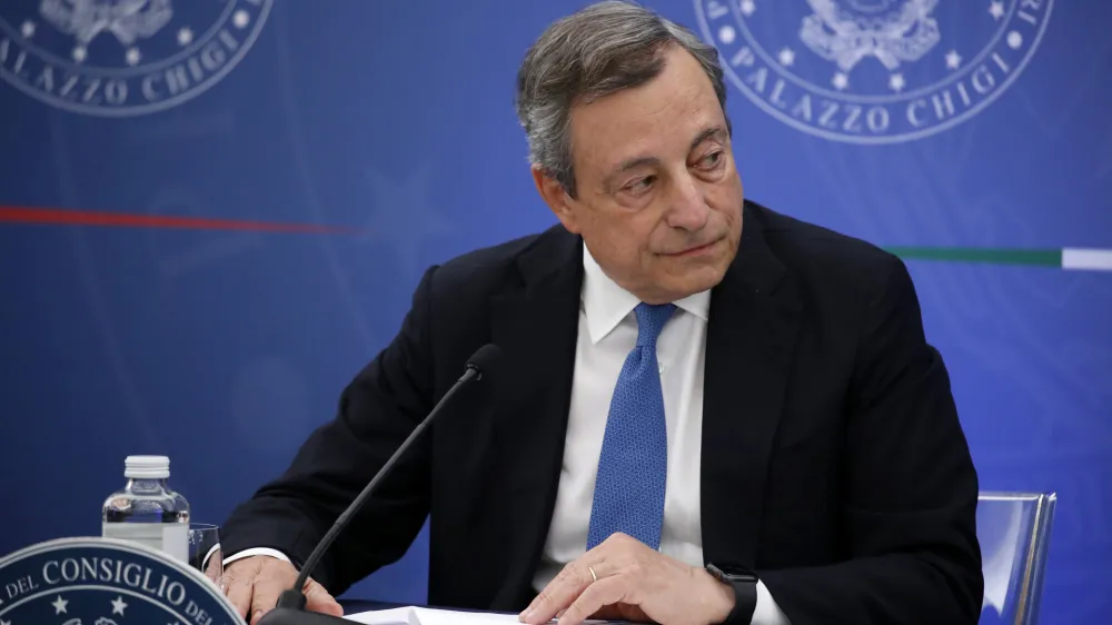 12 July 2022, Italy, Rome: Italian Prime Minister Mario Draghi attends a press conference in Rome. Photo: Massimo Di Vita/Mondadori Portfolio via ZUMA/dpa