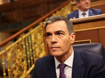 Spanish Prime Minister Pedro Sanchez gets seated during a plenary session of the lower house of the Spanish parliament, in Madrid, Spain, May 22, 2024. REUTERS/Violeta Santos Moura