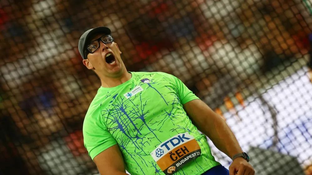 Athletics - World Athletics Championship - Men's Discus Throw Final - National Athletics Centre, Budapest, Hungary - August 21, 2023 Slovenia's Kristjan Ceh reacts REUTERS/Kai Pfaffenbach