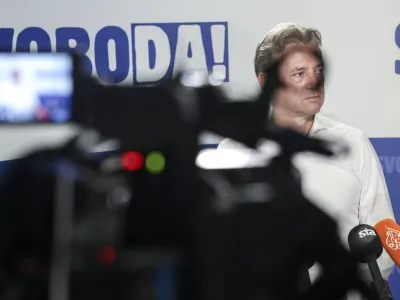 predsednik vlade Robert Golob- 09.06.2024 - Evropske volitve 2024 - Volitve poslancev v Evropski parlament - &scaron;tab stranke Svoboda //FOTO: Jaka Gasar