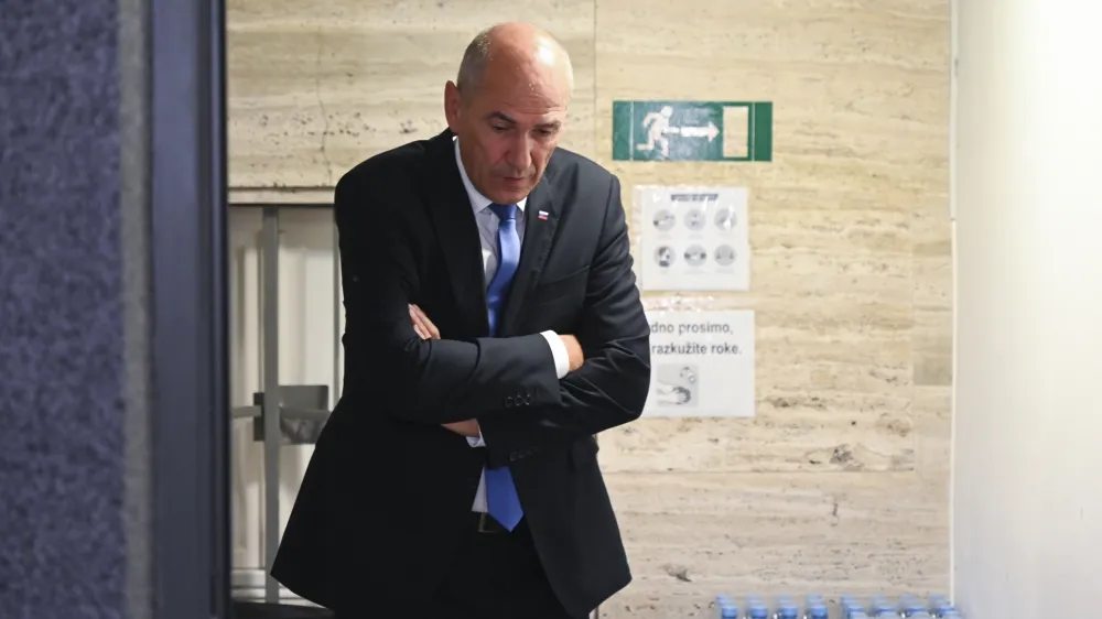 Janez Jan&scaron;a09.06.2024 - Evropske volitve 2024 - Volitve poslancev v Evropski parlament - sedež stranke SDS (Slovenska demokrtska stranka) //FOTO: Nik Erik Neubauer