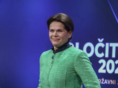 predsednica SAB Alenka Bratu&scaron;ek- 28.03.2022 &ndash; Parlamentarne volitve 2022 &ndash; televizijsko soočenje predsednikov parlamentarnih strank na POP TV //FOTO: Luka Cjuha