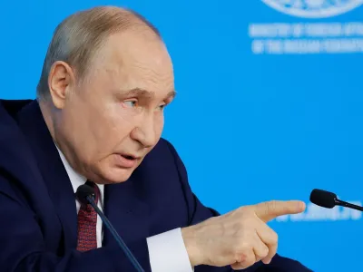 Russia's President Vladimir Putin delivers a speech during a meeting with the leadership of the Russian foreign ministry in Moscow, Russia June 14, 2024. REUTERS/Maxim Shemetov