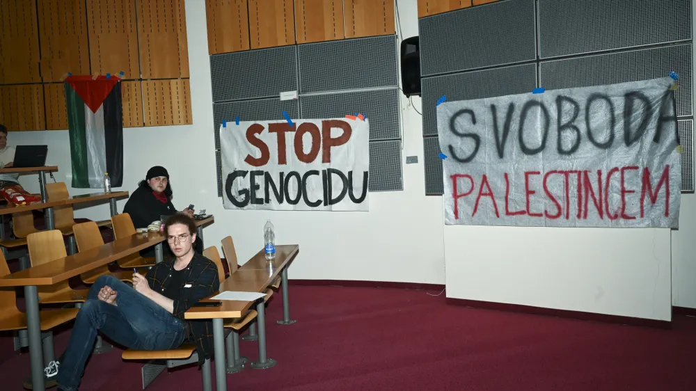 - 09.05.2024 - &Scaron;tudentska zasedba Fakultete za družbene vede v Ljubljani v podporo Palestini.FOTO: Nik Erik Neubauer