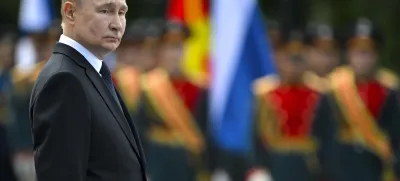 Russian President Vladimir Putin attends a wreath laying ceremony at the Tomb of Unknown Soldier near the Kremlin Wall in Moscow, Russia, on Saturday, June 22, 2024, marking the 83rd anniversary of the Nazi invasion of the Soviet Union and on the Day of Memory and Sorrow. (Sergei Guneyev, Sputnik, Kremlin Pool Photo via AP)