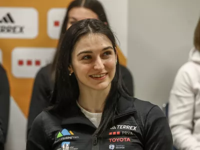 Mia Krampl28.03. 2024 - novinarska konferenca, slovenska članska in mladinska reprezentanca v &scaron;portnem plezanju Planinska zveza SlovenijeFOTO: Luka Cjuha