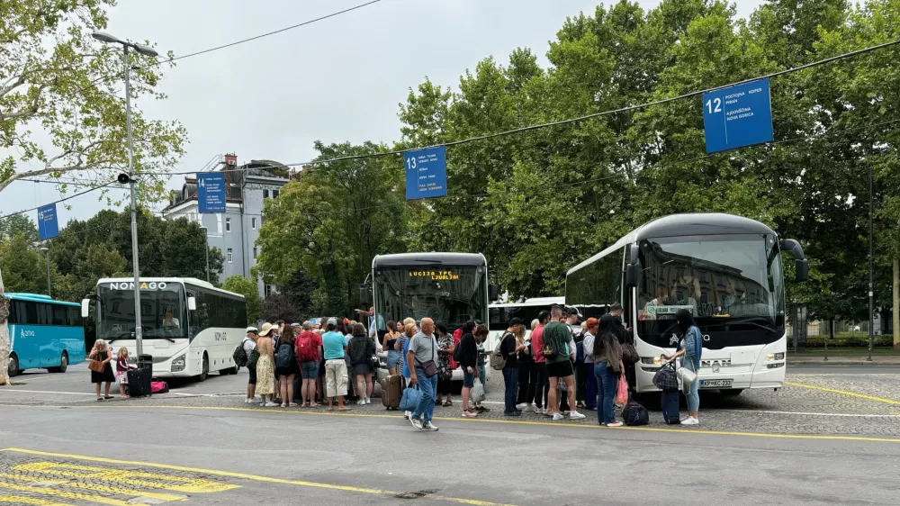 Pred avtobusi, ki peljejo do Obale, je na ljubljanski avtobusni postaji vsak dan dolga vrsta čakajočih. Foto:&nbsp;Tamara Čalo&scaron;ević
