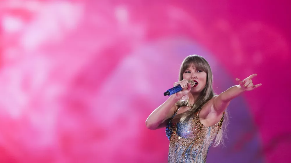 Taylor Swift performs during "The Eras Tour" in Vancouver, British Columbia, Dec. 6, 2024. (AP Photo/Lindsey Wasson)