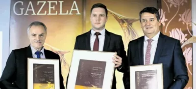 Lanski nominiranci za regijsko gazelo: KGL, direktor Bojan Železnik (levo), GKN Driveline Slovenija, direktor Peter Smole (na sredini), in Veterinarska postaja &Scaron; marje pri Jel&scaron;ah, direktor Tomi Rumpf (desno) (Foto: Bojan Velikonja)