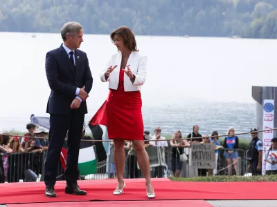 - Tanja Fajon, zunanja ministrica in gostiteljica foruma,- Robert Golob, predsednik vlade RS,- 03.09.2024. - Blejski strate&scaron;ki forum 2024.//FOTO: Bojan Velikonja