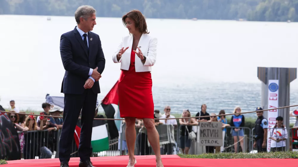 - Tanja Fajon, zunanja ministrica in gostiteljica foruma,- Robert Golob, predsednik vlade RS,- 03.09.2024. - Blejski strate&scaron;ki forum 2024.//FOTO: Bojan Velikonja