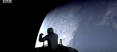 This image made from a SpaceX video shows the start of the first private spacewalk led by tech billionaire Jared Isaacman Thursday Sept. 12, 2024. (SpaceX via AP)