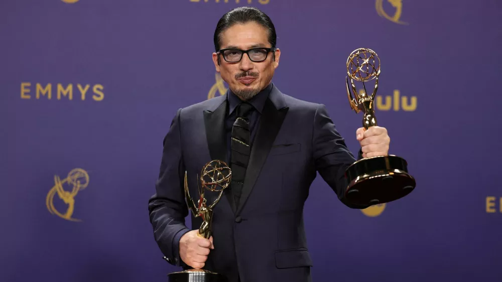 Hiroyuki Sanada, Outstanding Lead Actor in a Drama Series for "Shogun" poses at the 76th Primetime Emmy Awards in Los Angeles, California, U.S., September 15, 2024. REUTERS/Mike Blake 