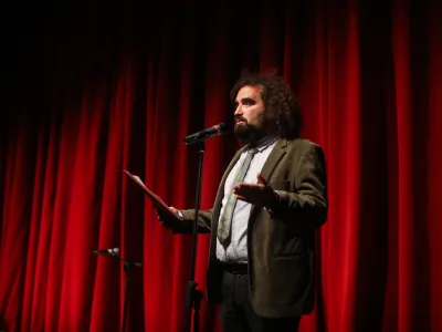 direktor Pre&scaron;ernovega gledali&scaron;ča Kranj Jure Novak, - 03.11.2021 &ndash; Pre&scaron;ernovo gledali&scaron;če Kranj - 51. Teden slovenske drame (TSD) - podelitev nagrade Slavka Gruma 2020 in nagrade za mlado dramatičarko 2020//FOTO: Bojan Velikonja