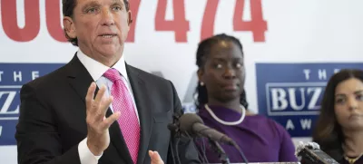 Houston lawyer Tony Buzbee holds a news conference at his office announcing that he's representing 120 accusers who have come forward with sexual misconduct allegations against Sean "Diddy" Combs, the hip-hop mogul who is awaiting trial on sex trafficking charges, Tuesday, Oct. 1, 2024, in Houston. (Elizabeth Conley/Houston Chronicle via AP)