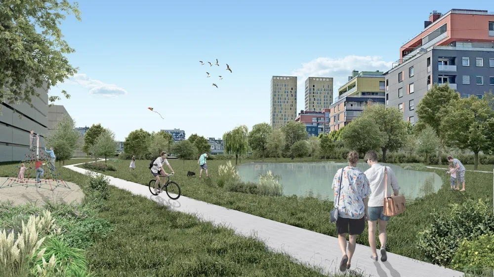 Na območju remize LPP v &Scaron;i&scaron;ki bo v nedoločeni prihodnosti zrasla soseska z mestnim parkom. Foto: W SUPA