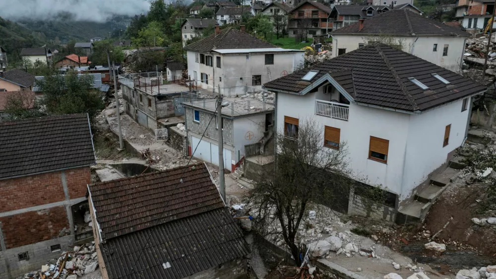 A drone view shows the aftermath of deadly floods and landslides in the village of Donja Jablanica, Bosnia and Herzegovina, October 6, 2024.REUTERS/Marko Djurica