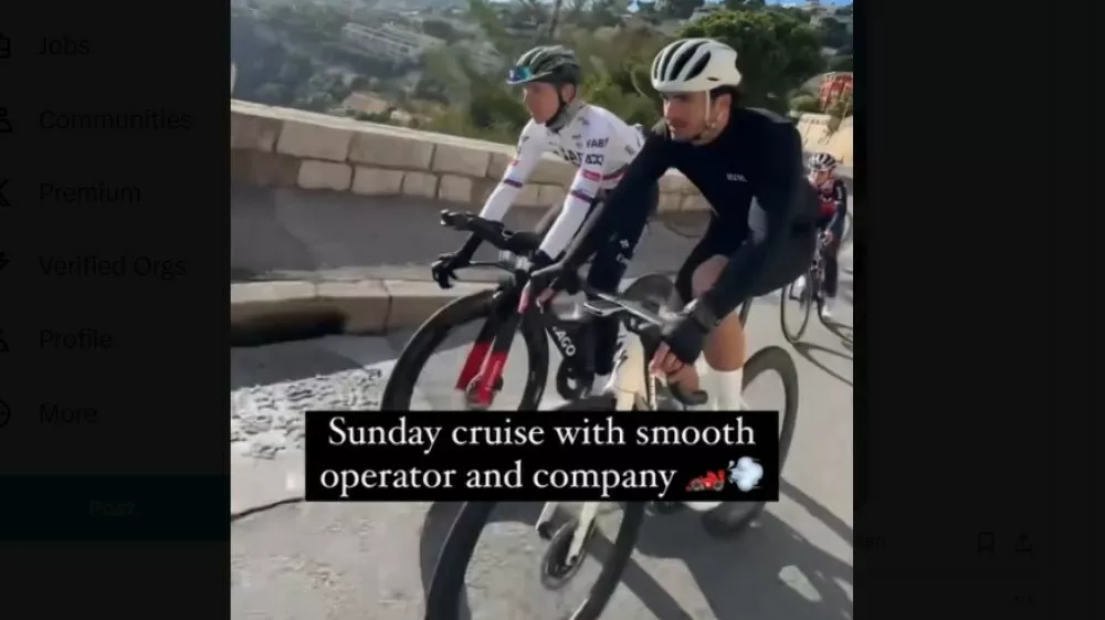 Pogačar in Sainz&nbsp;sta soseda v Monacu. Fotografija je z enega skupnih izletov. Vir: IG, posnetek zaslona