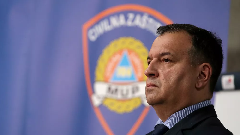 Hrvaska, Zagreb.Novinarska konferenca hrvaske civilne zascite o aktualnem dogajanju glede koronavirusa na Hrvaskem.Hrvaski minister za zdravstvo Vili Beros.