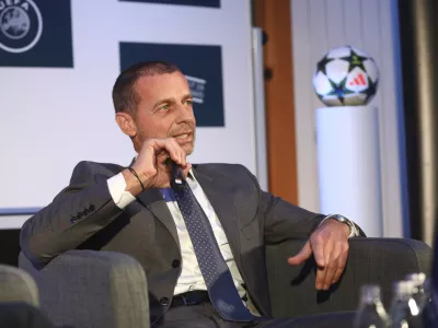 Aleksander Čeferin predsednik UEFA8.11.2024 - pogovor s predsednikom Uefe Aleksandrom Čeferinom o izzivih evropskega nogometa, ki ga pripravljajo Litteralis, In&scaron;titut za ustavno pravo, &Scaron;tudentsko dru&scaron;tvo PandaFOTO: LUKA CJUHA