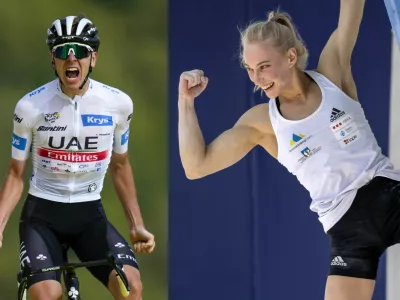 Tadej Pogačar in Janja Garnbret sta bila razgla&scaron;ena za &scaron;portnika leta 2023. V kategoriji ekip je slavila nogometna reprezentanca.