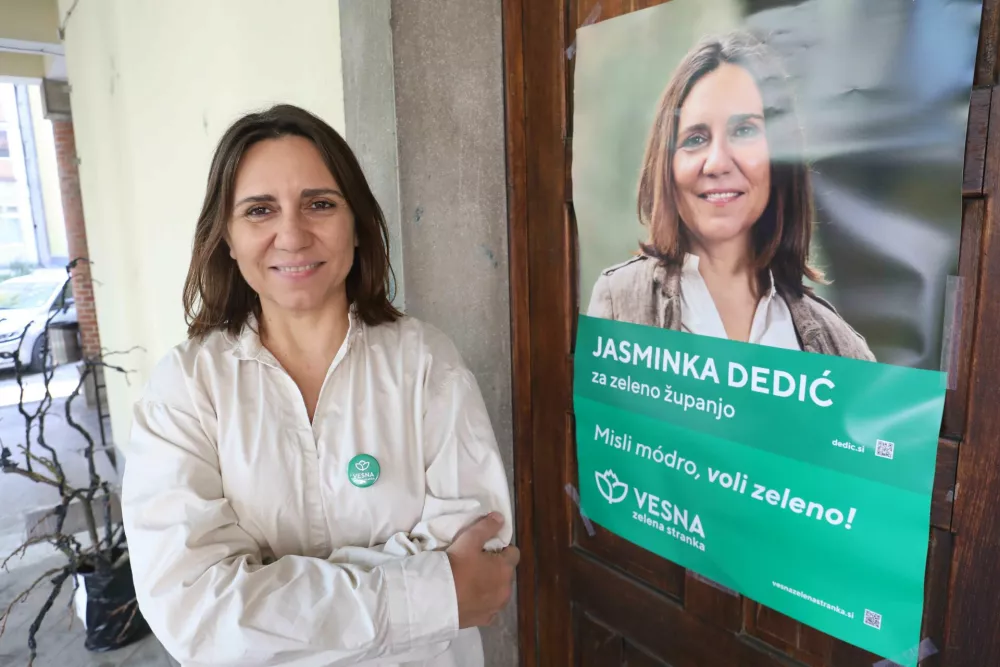 Jasminka Dedić, kandidatka za ljubljansko županjo- 19.10.2022 &ndash; Lokalne volitve 2022 - predstavitev kandidatke Vesne - zelene stranke za županjo Mestne občine Ljubljana Jasminke Dedić//FOTO: Tomaž Skale